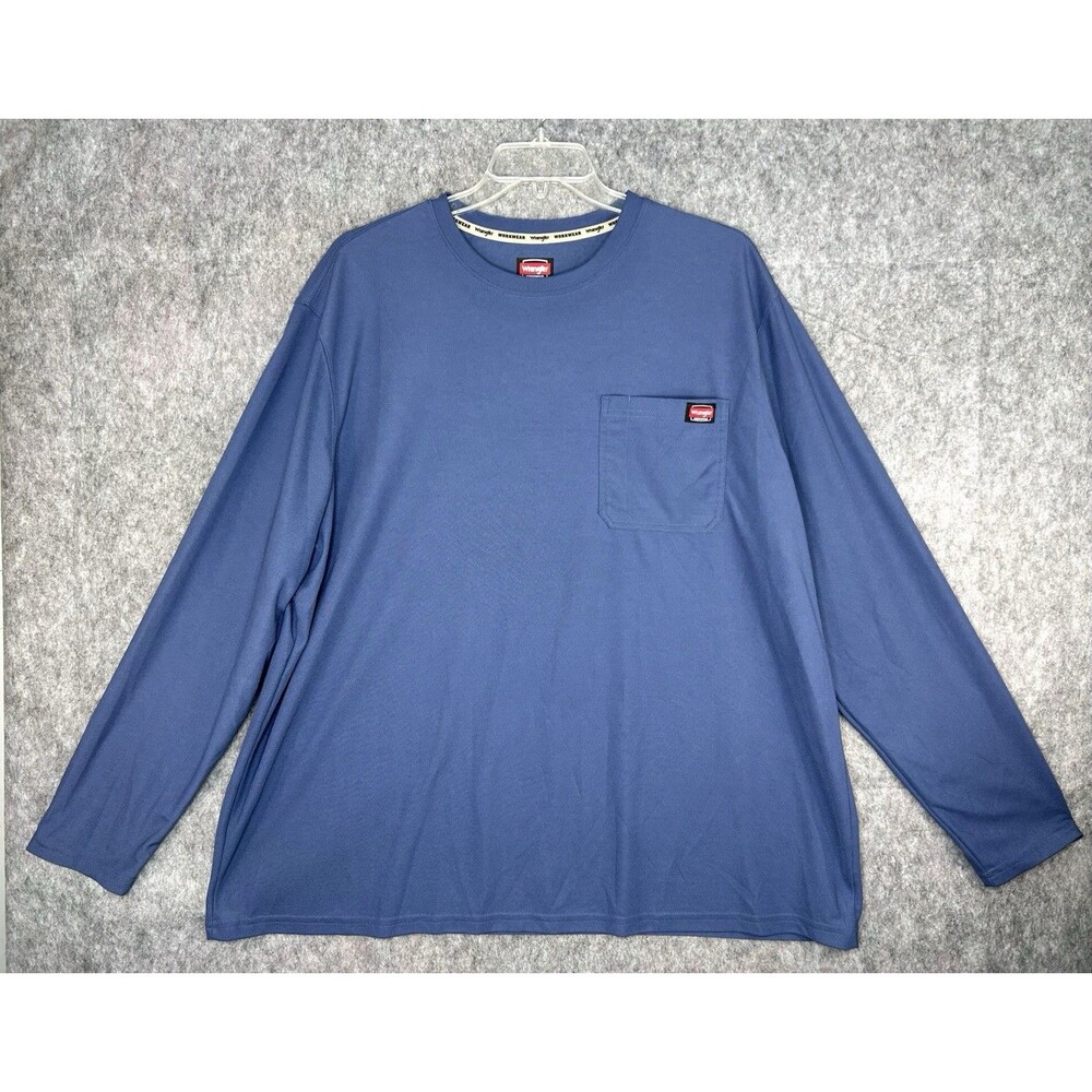 Wrangler Workwear Pocket T-Shirt Men's 3XL Blue Long Sleeve Performance